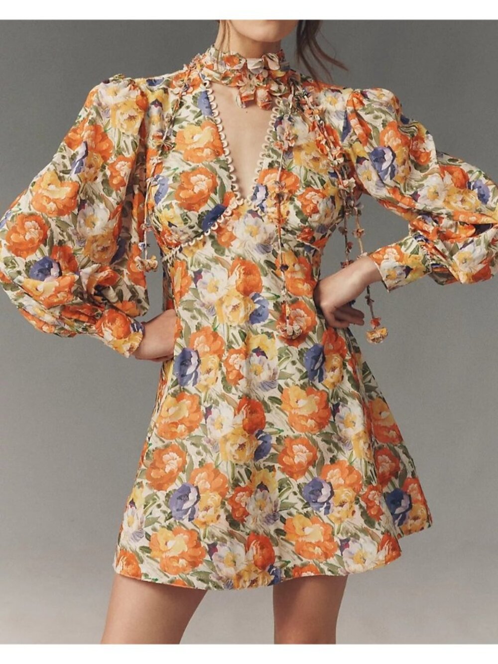 Anthropologie BHLDN Sadie Puff Sleeve Mini Dress Romance Garden Formal Womens 6